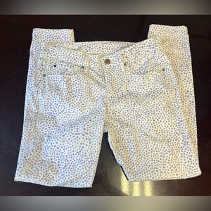 Gap 1969 legging Jean 28R white with purple polkadots whimsical stretch skinny